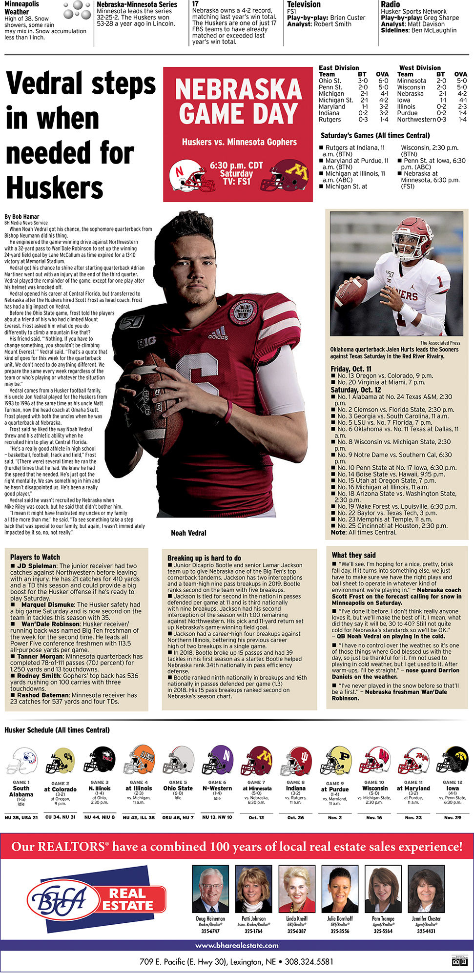 Vedral steps in when needed for Huskers